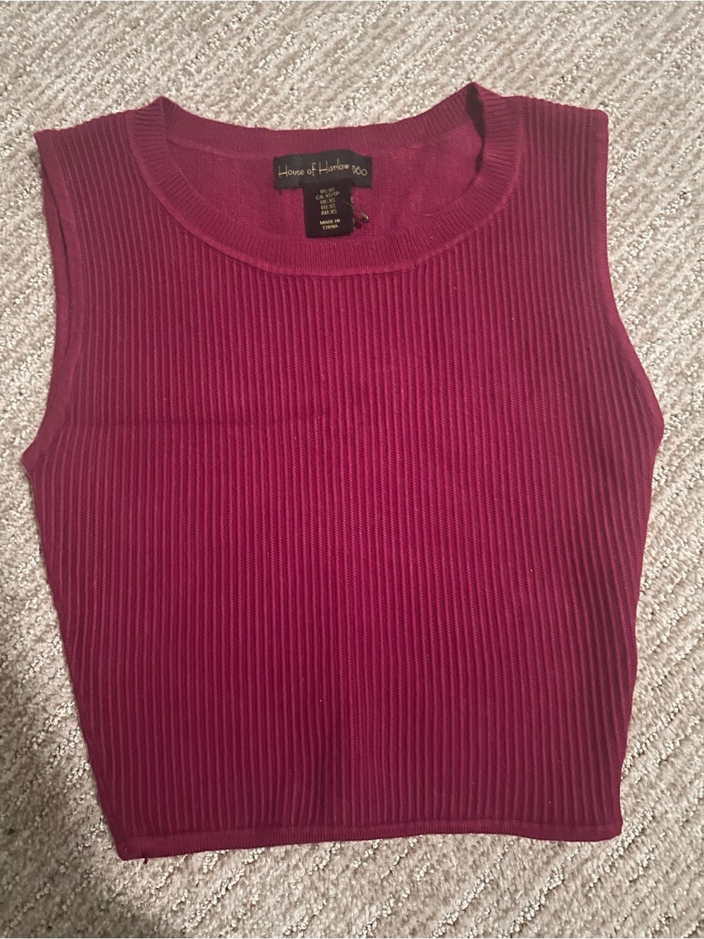 House of Harlow 1960 Ribbed Tank Top in Deep Wine